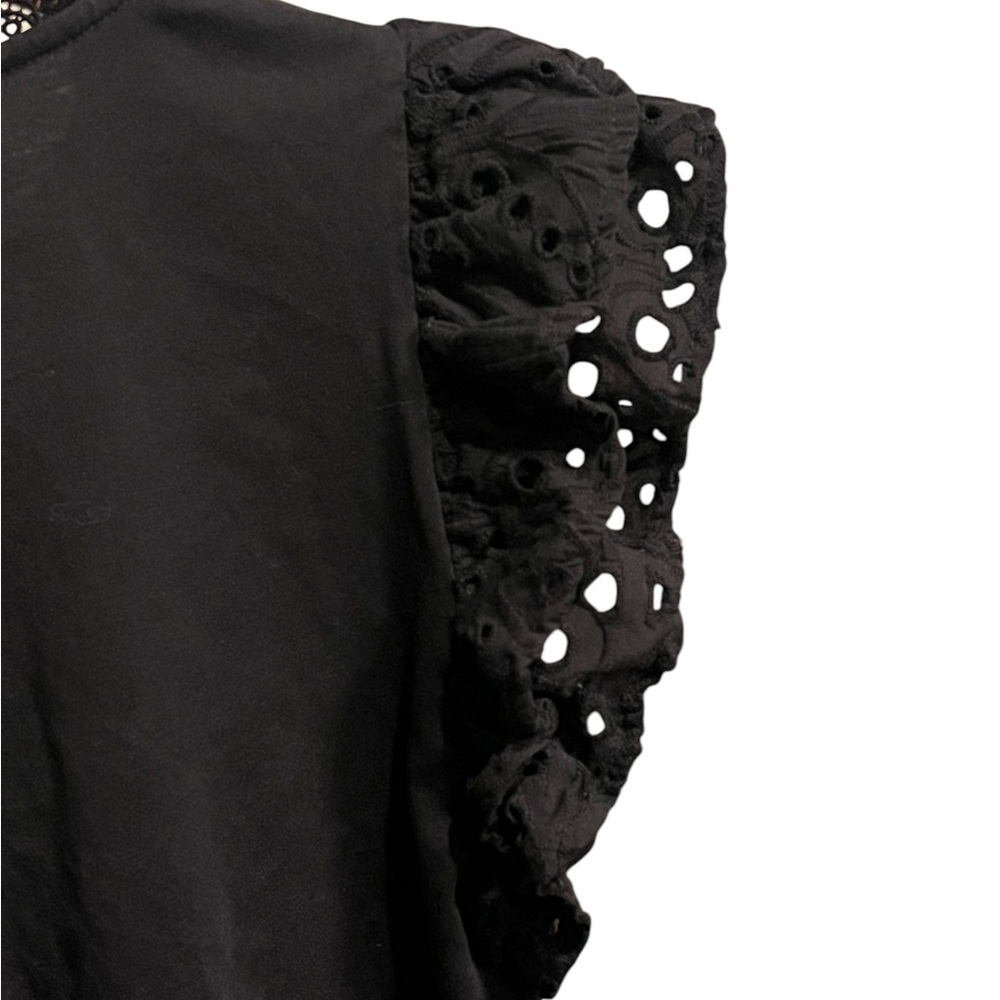 Black Ruffled Sleeve Top - Picture 11 of 11